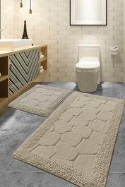 Mijölnir Juego de Alfombrillas de Baño de Algodón Stone - Beige